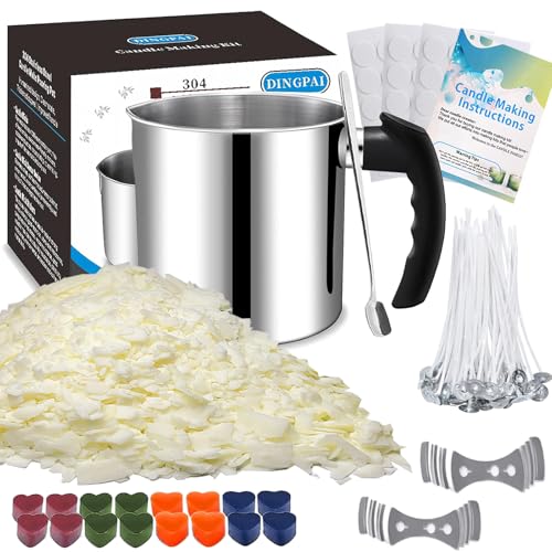 DINGPAI Candle Making Supplies, Candle Make Pouring Pot, Wicks & Soy Wax