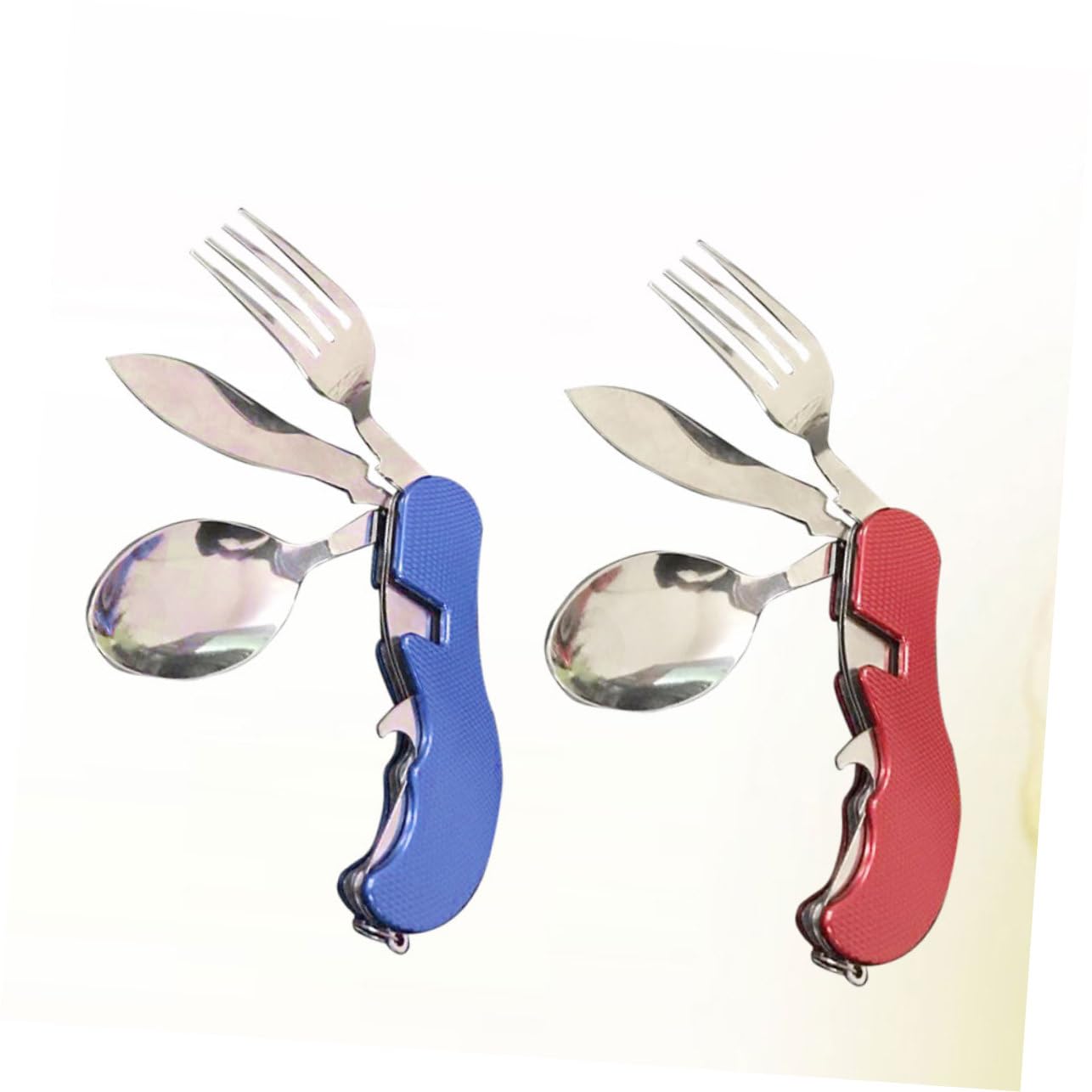 INOOMP 3 Set bacchette cucchiaio forchetta chiudibili pieghevoli cucchiaio da campeggio portatile utensili da portata in acciaio inossidabile posate pieghevoli piega