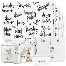 Talented Kitchen Laundry Labels for Jars & Containers - 141 Count, White Vinyl, Modern Script - Laundry Room Organization & Kitchen Organization with Food Container Labels and Water-Resistant Adhesive