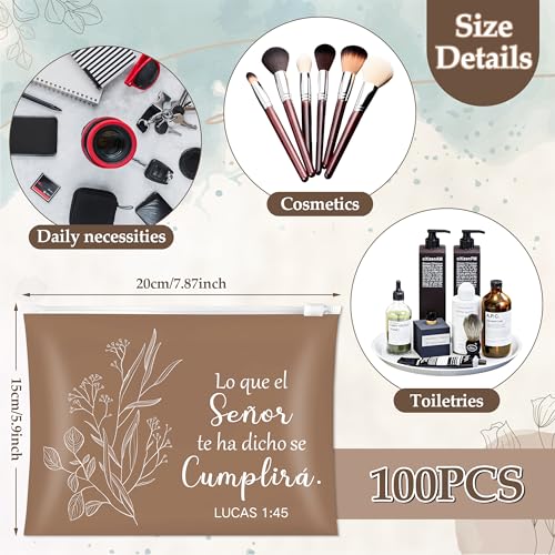 Y1tvei Spanish Bible Bag Gifts - 100Pcs Sketch Flower EVA Cosmetic Bag Bulk, Religious Bible Verse Waterproof Toiletry Pouch Organizer Travel Makeup Bag Gifts for Christian Church Party Favors Women2