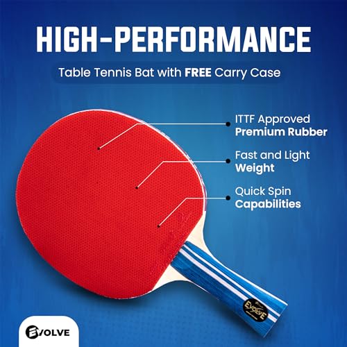 Palio Evolve High-Performance Table Tennis Bat with ITTF Approved Rubber & Free Headcover | For Beginners & Professional Players | Expert Ping Pong Paddle - 2