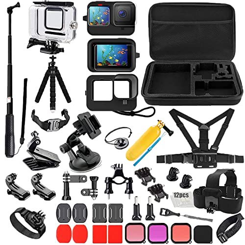 Pikioraz Kit de Accesorios para Cámara de Acción, Kit de Accesorio Compatible con GoPro, Actioncams Accesorios para Hero 11 10 9
