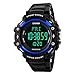 Produktbild TONSHEN Fitness Uhr Herzfrequenzmesser LED Digitaluhr Pulsmesser Outdoor Sportuhr 50M Wasserdicht Armbanduhr Kalorien Uhr Schrittzähler Plastik Uhren (Blau)