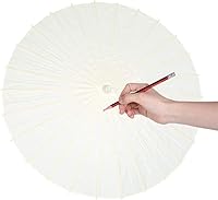 Vista 8 de Fydun - Sombrilla de papel blanco chino, sombrilla decorativa de papel blanco para boda, novia, fiesta, decoración, accesorios de fotos, pintura a