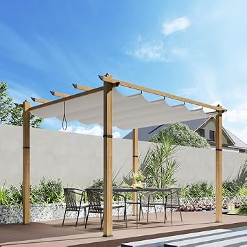 wood pergola retractable canopy
