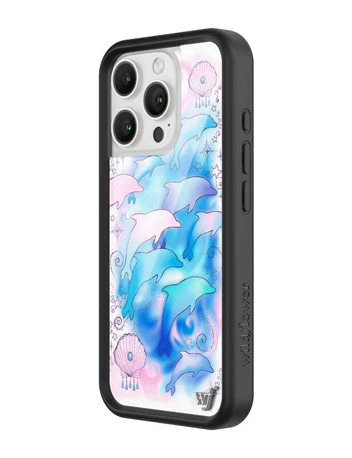 Image of Wildflower Cases - iPhone 16 Pro Compatible - Dolphin Dreams | Impact-Certified 6.5 ft Drop Protection Case, Raised Protective Bumper, Cute Aesthetic Design, Women-Owned Small Business