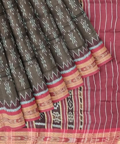 Image of Nuapatna Cotton Saree of Odisha Ikkat Orissa Traditional Handloom Sari | Bomkai | Pata | Nuapatana | sambalpuri saree | khandua patta sare | without Blouse S12