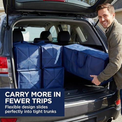 Image of BOX USA 8-Pack Moving Bags with Strong Handles & Zippers - Heavy Duty Extra Large Packing Bags for Storage, Moving Boxes, Dorm & College Supplies, Blue