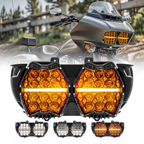 bamotoop 240W High Power Dual Motorcycles LED Headlight High Low Beam with DRL E24 Projector Head Lamp Compatible with Road glide 2015-2023