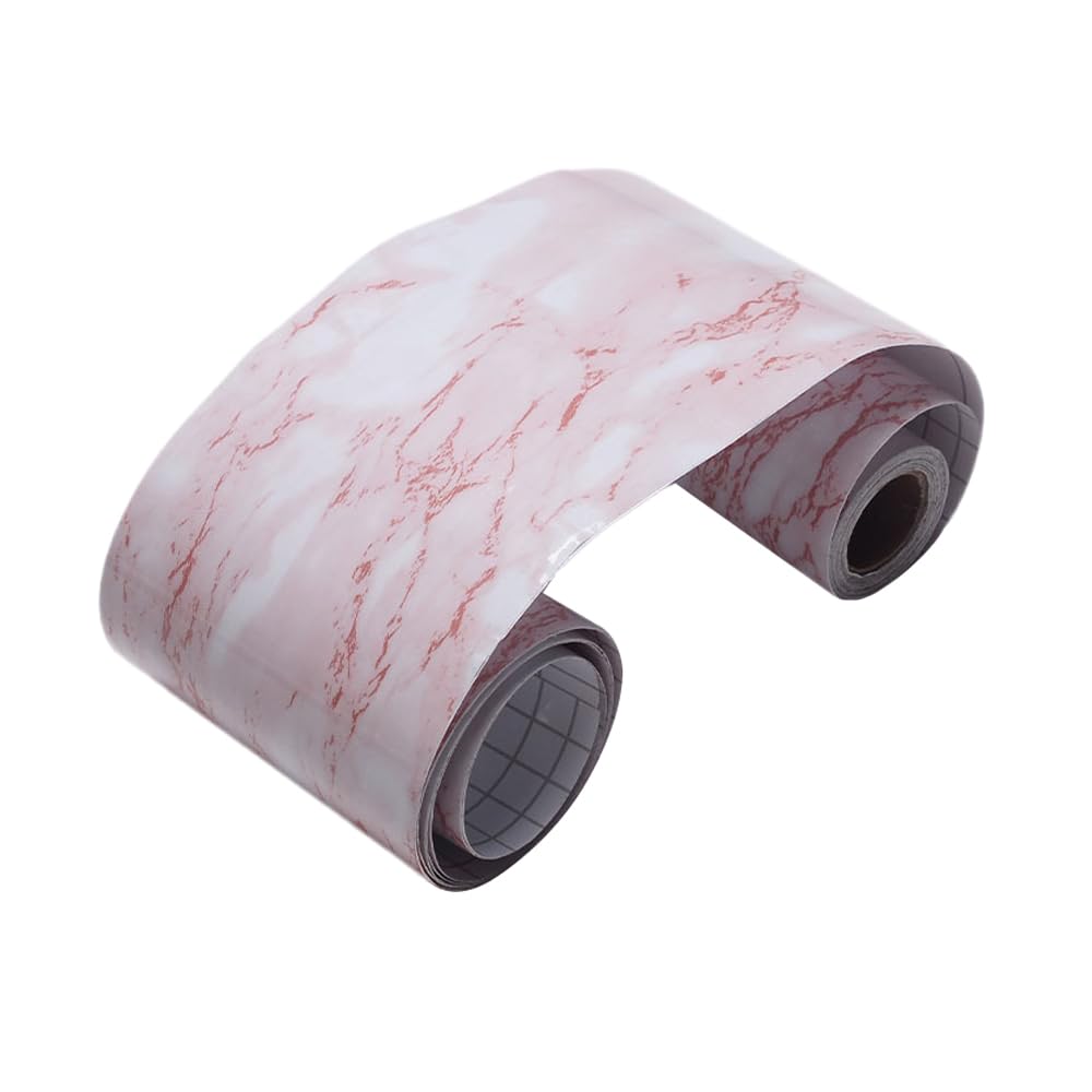 SEIWEI Self Adhesive Film Waterproof Marble Wallpaper Home Decoration Tile Sticker for Bathroom, Kitchen, Toilet, Bedroom (Red Marbling)