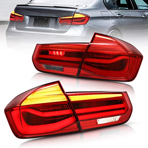 VLAND Led Tail Lights Compatible with BMW 3-Series BMW F30 F35 F80 320i 328i 328D 335i M3 6th gen sedan 13-18 with Amber Switchback Turn Signals (Red Clear Styles)