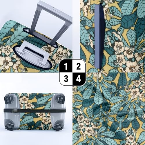 Travel Luggage Cover Suitcase Protector Scratch-Resistant Fit, Not Included Suitcase Blue White Flowering Plant XL4