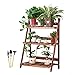 Drewniany Stojak na Rośliny Półka na Kwiaty Stojak na Doniczki Składany Stojak do Przechowywania Drabiny na Zewnątrz/wewnątrz - 3 Narzędzia Ogrodnicze - 70 * 38 * 98 Cm