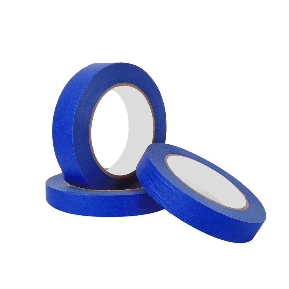 QUUPYSTORE 3 Rolls Blue Painters Tape 1 inch Masking Tape Multi-Surface Painters Tape Paint Tape for Wall Painting Craft Art Supplies Indoor and Outdoor Use 22 Yards (66 Yards Total)