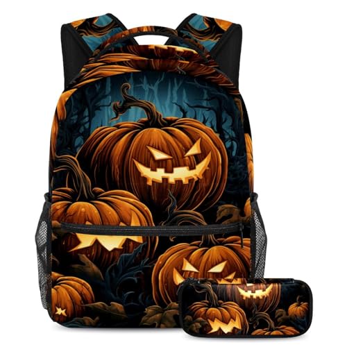Sac à dos citrouilles Halloween et trousse pour accompagner les enfants à l'école et au parc