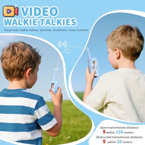 Image of BlueFire Kids Walkie Talkies with Video - Screen Display Toy Radios with Voice Effects, One-on-One Pairing, Long Range - Birthday Toys Gifts for Boys & Girls Ages 3-12 (Blue)