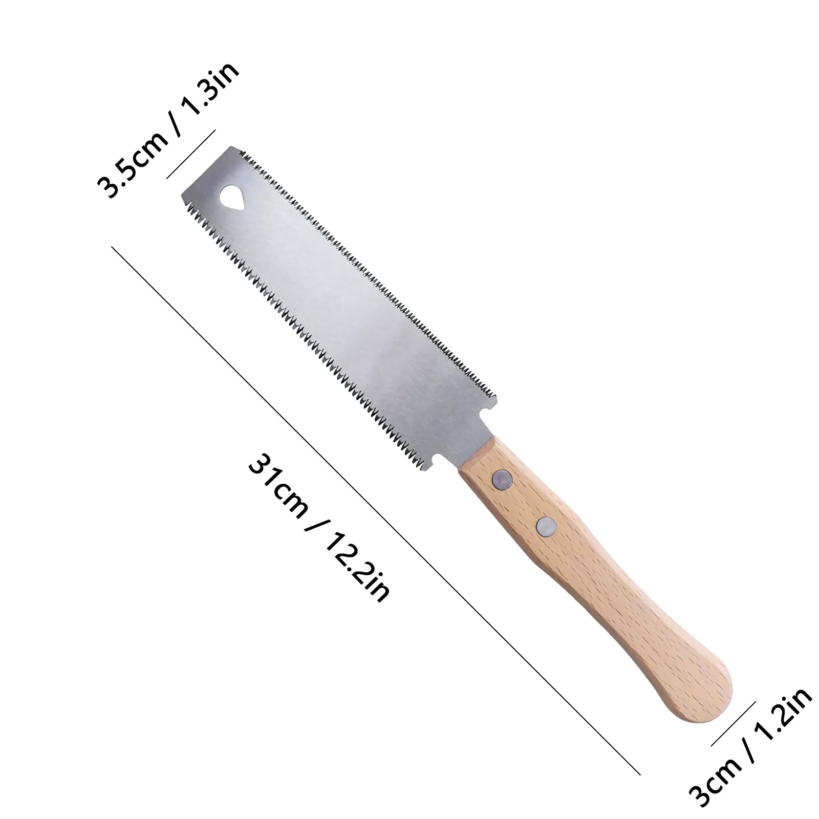 Joyan Small Japanese Woodworking Handsaw, Double Blade Pull Saw 12/17 TPI - Image 3