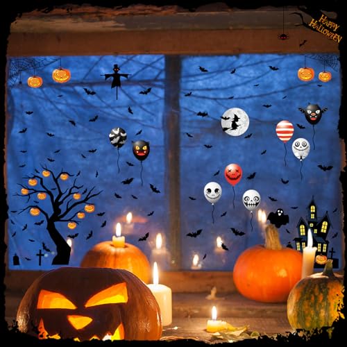 【LEISURE CLUB】ハロウィン ウォールステッカー 静電 窓 ガラス ステッカー シール 109pcs halloween 飾り 剥がせる 装飾 インテリア DIY 部屋 店舗 デコレーション (HW076-1) [2]