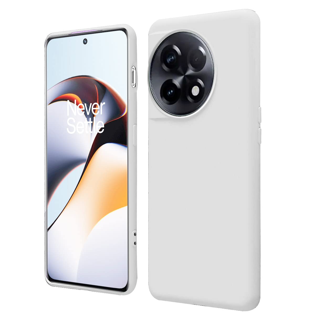 LIRAMARK Liquid Silicone Soft Back Cover Case for OnePlus 11R 5G / 1+11R 5G (White)