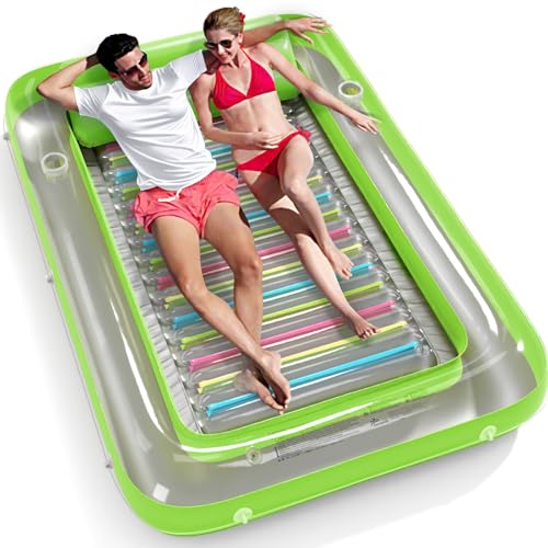 Image of Inflatable Tanning Pool Lounger Float - Jasonwell 4 in 1 Sun Tan Tub Sunbathing Pool Lounge Raft Floatie Toys Water Filled Tanning Bed Mat Pad for Adult Blow Up Kiddie Pools Kids Ball Pit (LG,XXL)
