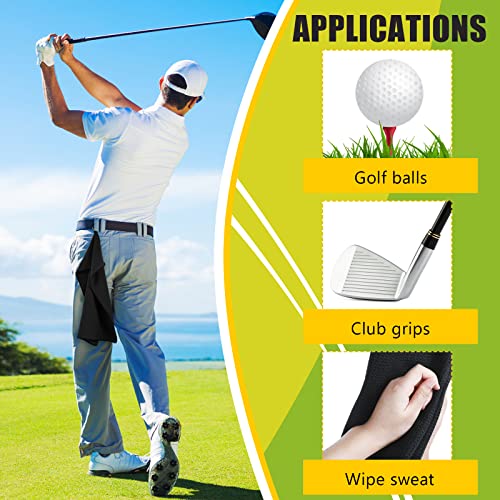 Cindeer 6 Pcs Tri-fold Golf Towel 16 x 23 Inch Microfiber Fabric Golf Towels for Golf Bags with Heavy Duty Clip Waffle Pattern Golf Towel for Men Women Golf Club, 6 Color Options(Black) - Thumbnail 5