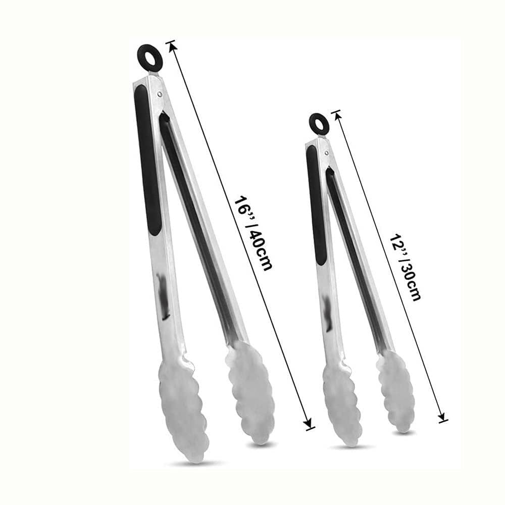 Pinzas para Alimentos de Silicona de Grado alimenticio, Pinzas para Servir Antideslizantes, Resistentes al Calor, Pinzas de Cocina para Fideos, Utensilios de Cocina (12 Pulgadas), 1 ud.