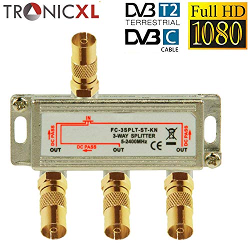 TronicXL Premium 3-fach Koax Antennenverteiler HD 3D 4K Verteiler Weiche Splitter für DVBT DVBT2 DVBC SAT Unicable Kabelfernsehen Unitymedia Vodafone Sky Kabel Deutschland Primacom Kabelfernseh HDTV – Bild 7