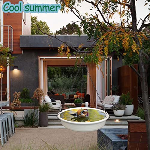 Neecong Hanging Bird Bath For Outdside, 12 Inch Diameter Bird Bath Tray,Made Of Pp Material With 15.7 Inch Rust-Proof Black Chain For Garden Yard Decoration(White) #TOP4