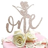 Sunny ZX Ballet girl 1st Birthday Cake Topper Happy Birthday Cake Topper Exclusive Happy Birthday Accessory For Boys Girls Gold Glitter Card Stock Paper Shower Birthday Party Decorations (Rose gold)
