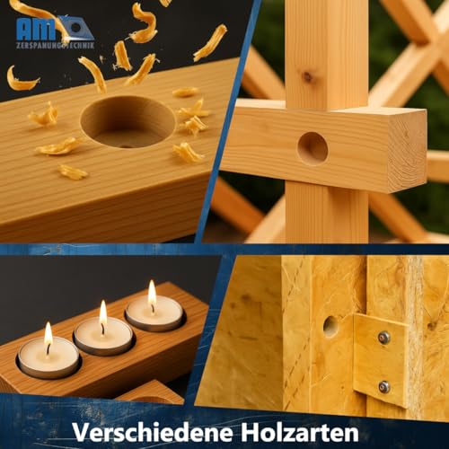 AM-Zerspanungstechnik Forstnerbohrer Set Ø12-50mm | Professionelles Holzbohrer Set 10tlg. | Topfbohrer Holz | Astlochbohrer | Flachbohrer