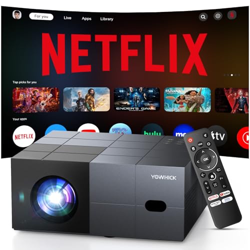 Image of [Netflix Officially/1000 ANSI/Dolby Audio]Smart Projector with WiFi 6 and Bluetooth 5.3, 4K Outdoor Movie Projector, Electric Focus & AI Auto Keystone Portable Native 1080P Proyector (Grey)