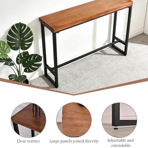 Mesa de entrada rectangular de madera estrecha para pasillo largo 6