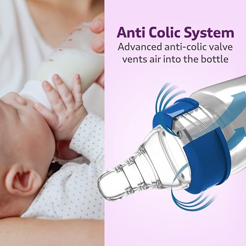 Image of LuvLap Anti-Colic Wide Neck Natura Flo Baby Feeding Bottle, 250ml, New Born / Infants / Toddler upto 3 years, Floral, BPA Free