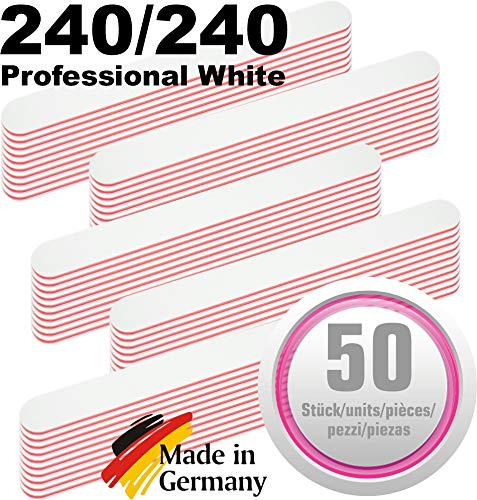50 Stück Profi Nagelfeilen fein weiss gerade Körnung 240/240 - Kernfarbe rot - Profi-Qualität – Bild 3