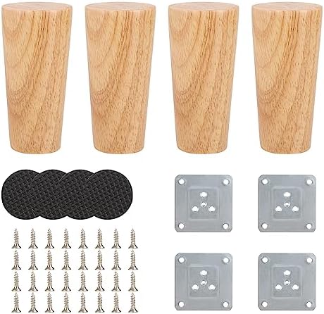 4 Gambe Per Mobili In Legno Di Rovere 12cm - Piedini Regolabili Per Tavoli, Letti E Divani - Foto 8