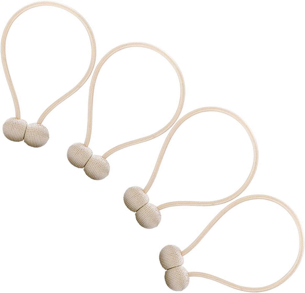 Magnetic Curtain Tiebacks, 4PCS Curtain Holdbacks Strong Magnetic Tie Backs for Blackout Curtain Drape Holders for Home and Office (Beige)๏ผby Newtiy