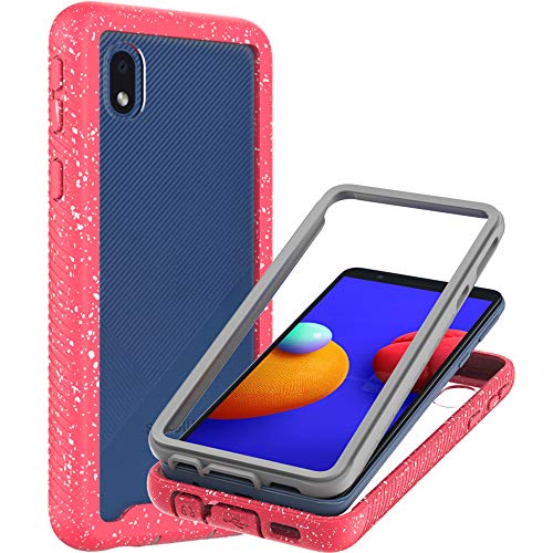 CoverON Full Body Cover Designed for Samsung Galaxy A01 Core Case, Clear Heavy Duty Rugged Anti-Slip Guard - Pink (Spotted White)