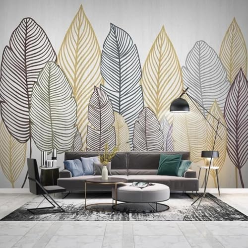 HBYUEHAN Papel tapiz fotográfico de fondo moderno con hojas de plantas, papel tapiz con foto 3D, mural para pasillo, decoración de pared, póster, mural artístico