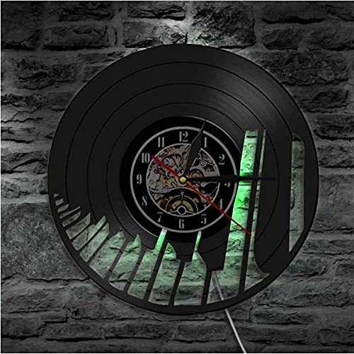LED Night Light Sound Wave Tastiera per Pianoforte Wall Art Orologio da Parete Pianista Vinyl Record Orologio da Parete Musical Home Decor Regalo per Gli Amanti della Musica Classica