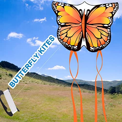 Nazano 2 Pack Kites For Kids - Large Beautiful Butterfly Kite For Adults Outdoor Games And Activities Beach Festival Beginner Easter With Kite String Easy To Fly And Assemble Kids Ages 4-8-12 & Above #TOP2