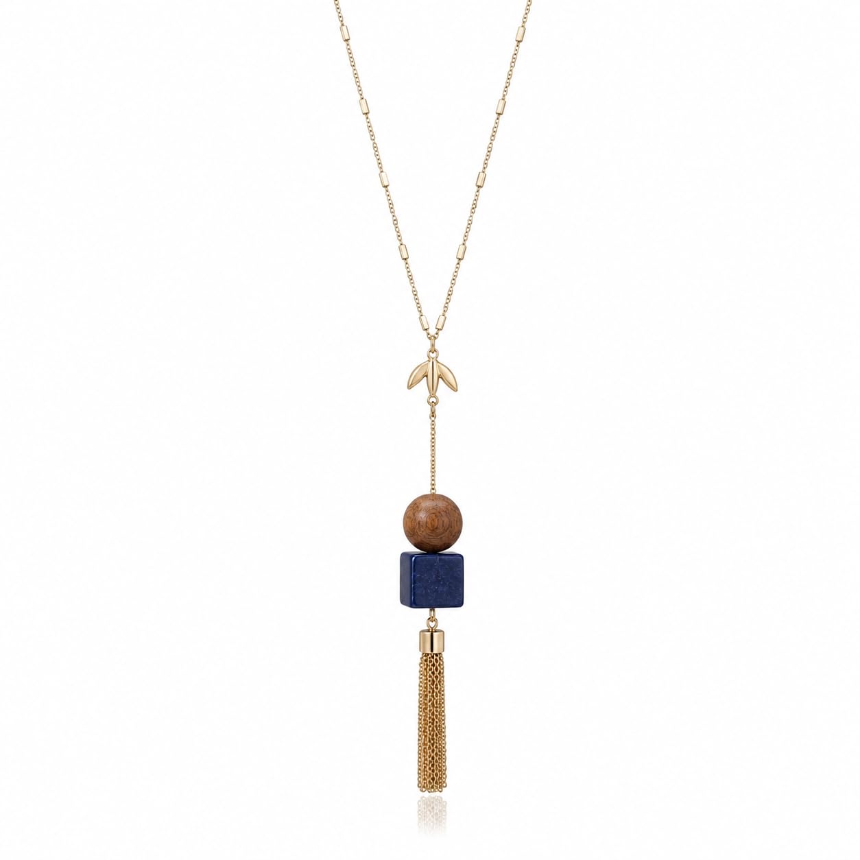masfaa Bohemian Pendant Necklace for Women with Geometric Beads and Tassel Drop | Long Statement Chain Necklace | Fashion Jewelry Gold Tone Necklace for Girls & Women-picture-11
