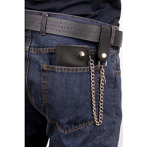 Image of Milwaukee Leather MLW7889 Men's 7.5 inch Black Premium Leather Soft Biker Wallet - Bi-Fold Anti-Theft Stainless Steel Chain