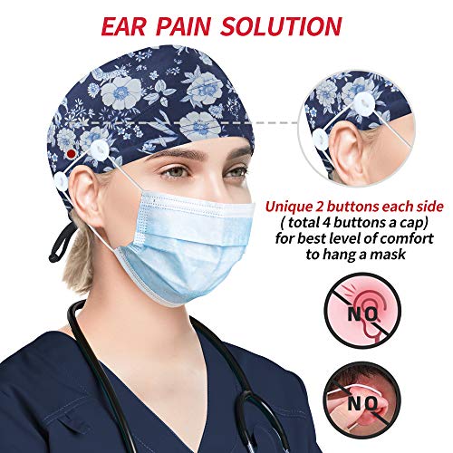 Image of ABAMERICA Working Caps with Button and Sweatband, Adjustable Working Hats for Women Men, One Size(Tie Back or Toggle)