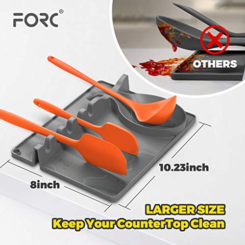 image for Forc Silicone Spoon Rest 2 in 1 Larger Size Silicone Spoon Holder for 
