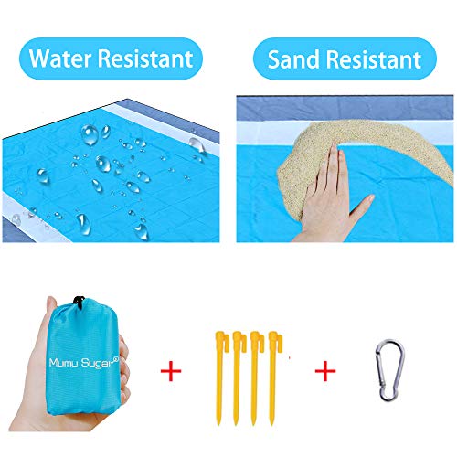 Mumu Sugar Sand Free Beach Mat Oversized 82" X79" Sand Proof Beach Blanket Outdoor Picnic Mat for Travel, Camping, Hiking and Music Festivals-Lightweight Quick Drying Heat Resistant
