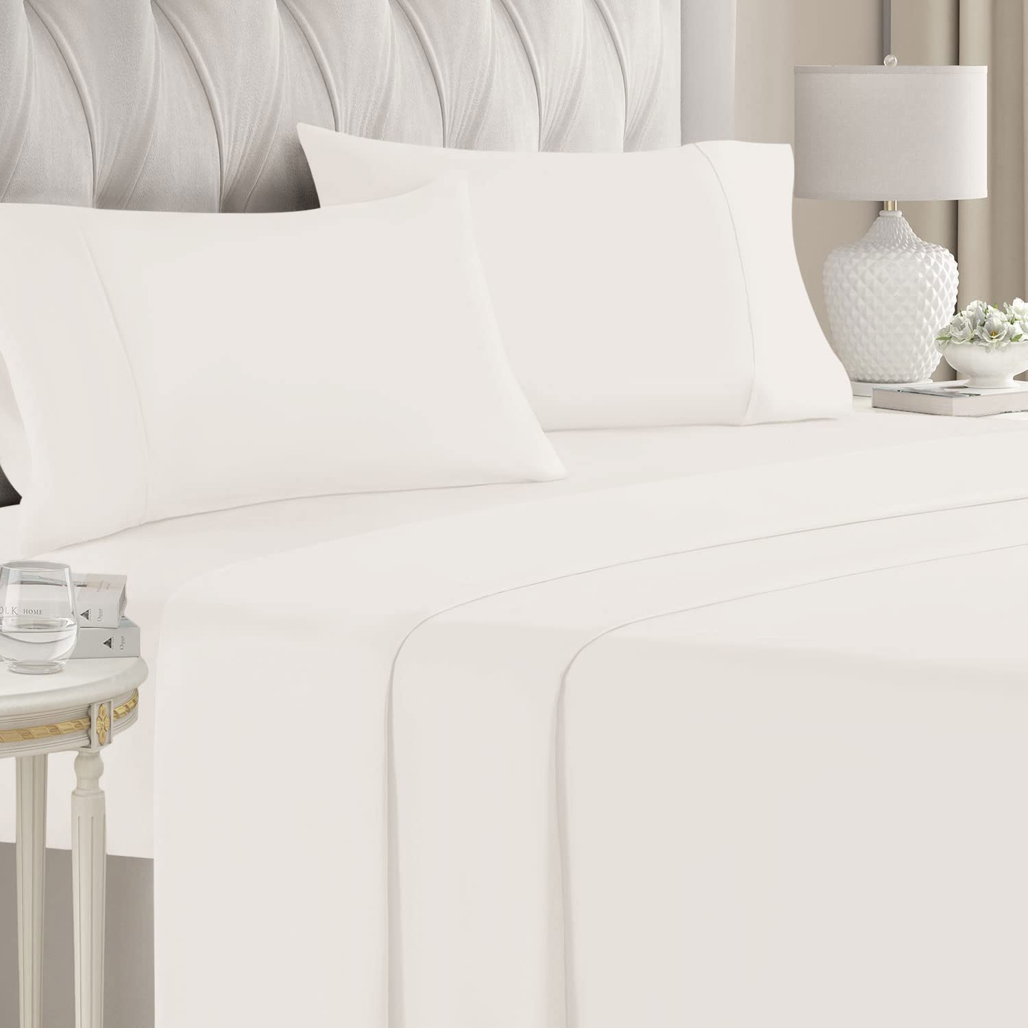 Hafaa Flat Sheets Double 100% Egyptian Cotton Bed Sheet 200 Thread Count Super Soft & Breathable Hotel Quality Cream Bed Sheets - Wrinkle & Shrinkage Resistant