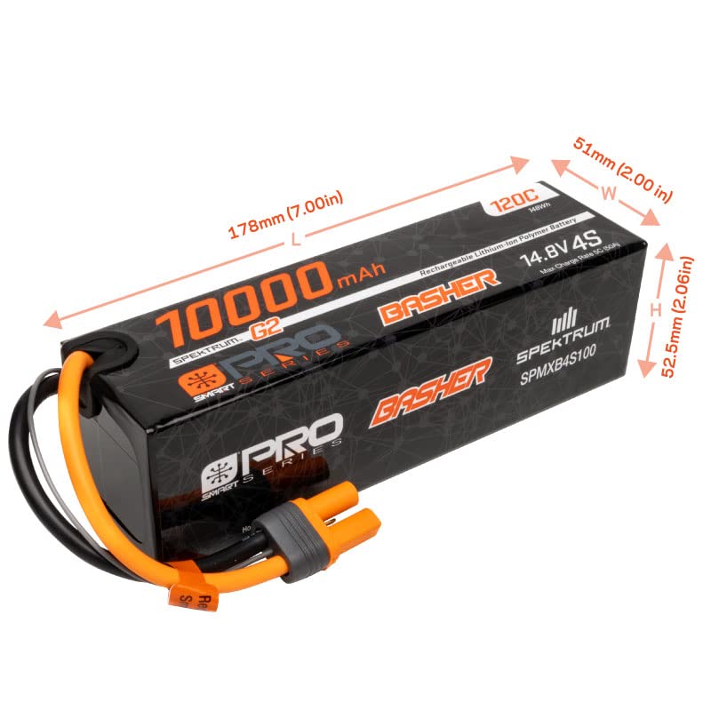 Amazon.com: Spektrum 14.8V 10000mAh 4S 120C Smart G2 Pro Basher