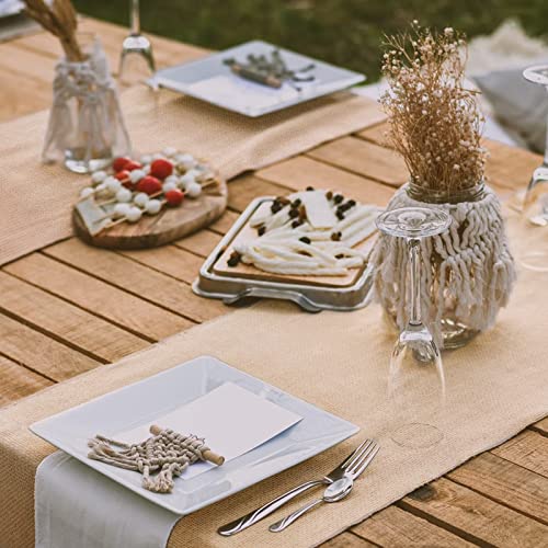 12 Pack Burlap Table Runners 12 X 108 Inches Farmhouse Khaki Jute Table Runner Rustic Country Wedding Burlap Table Runners For Birthday Engagement Party Home Kitchen Dining Table Decorations #TOP5