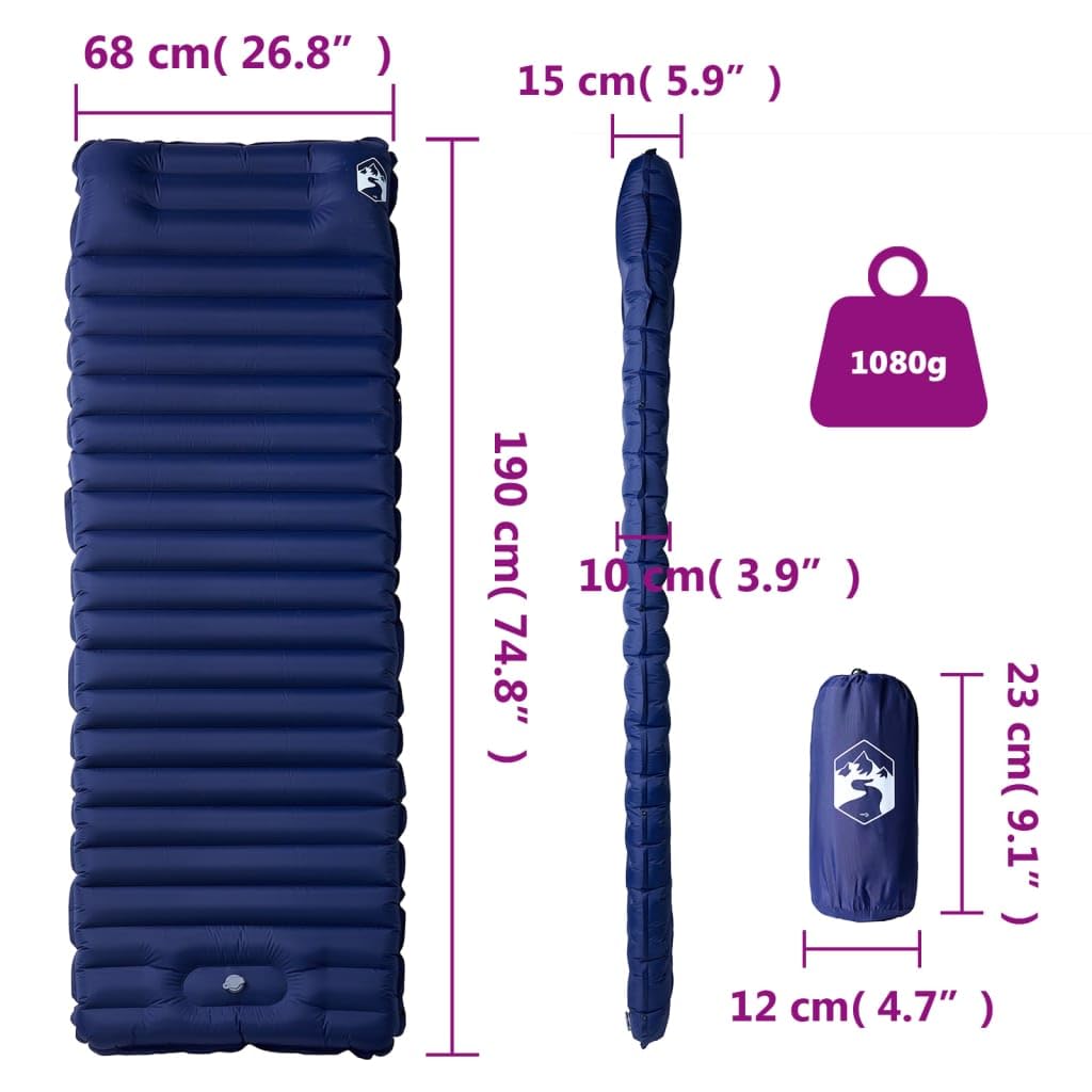 Homgoday Selbstaufblasende Camping-Matratze, integriertes Kissen, Marineblau, Matratze für Bettgestell, Matratze für Schlafsofa, Rahmen l1