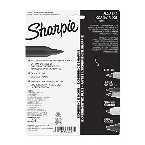 Image of Sharpie Permanent Markers, Fine Point, Assorted Colours, 8 Count